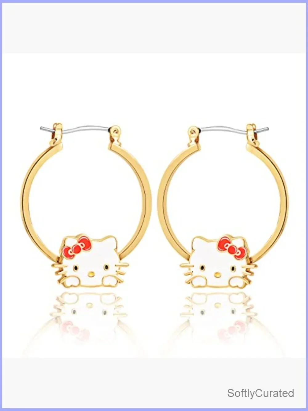 Hello Kitty Hoop Earrings Official Licensed Gold Tone Enamel Sanrio